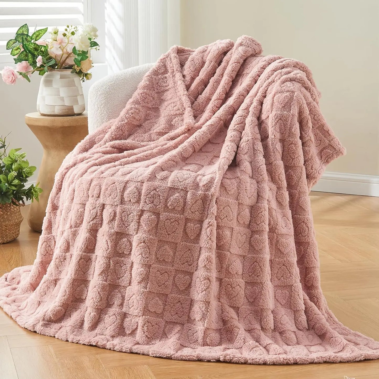 Super Soft Throw 3D Heart Checkered blanket